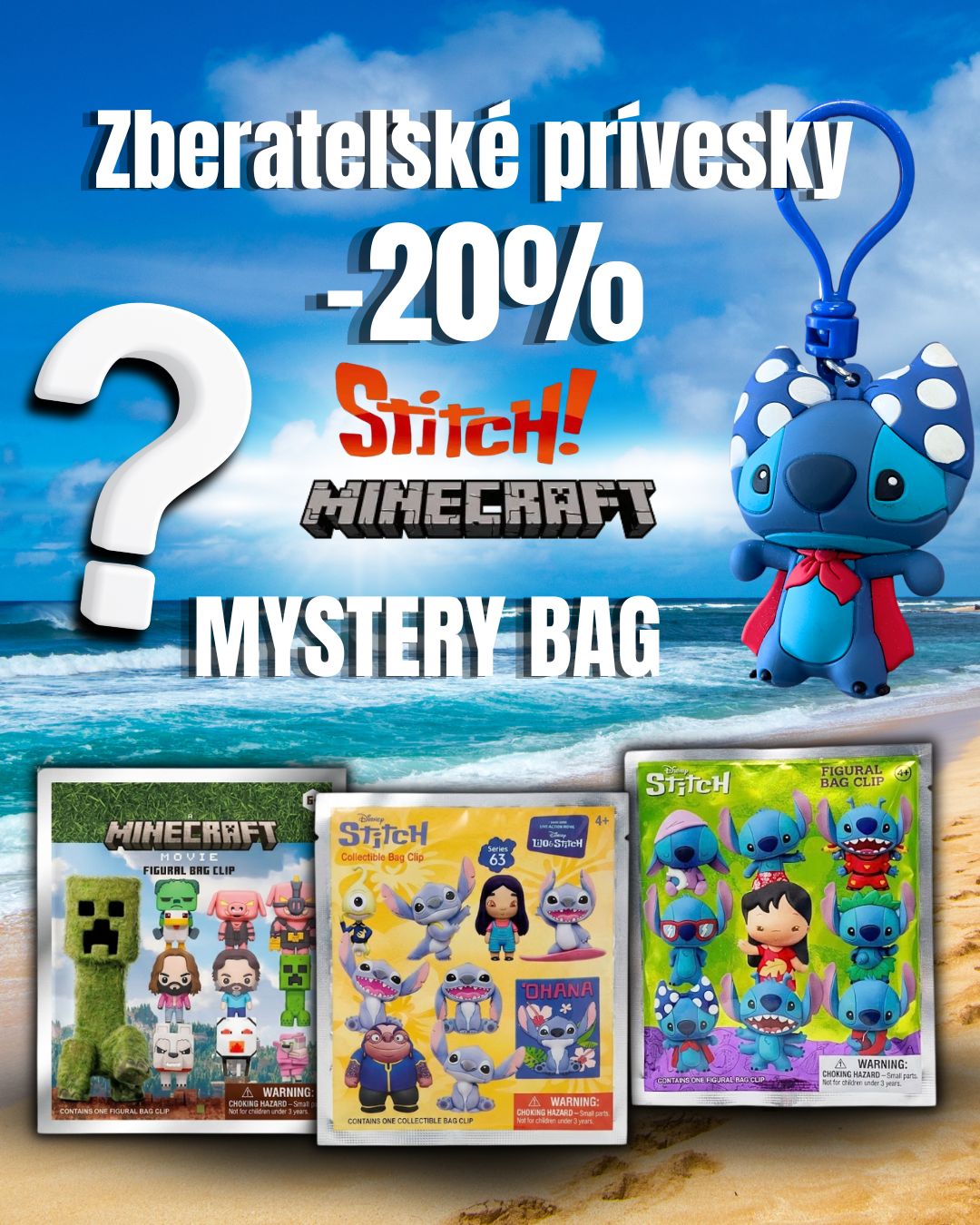 STITCH alebo MINECRAFT? Mystery Bag zberateľské prívesky sú tu!