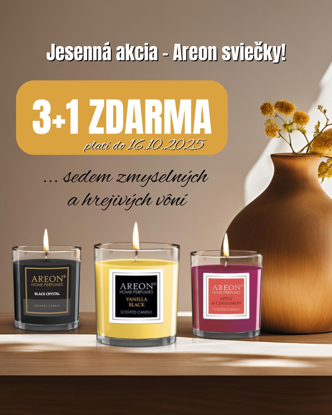 AKCIA 3+1 na vonné sviečky Areon
