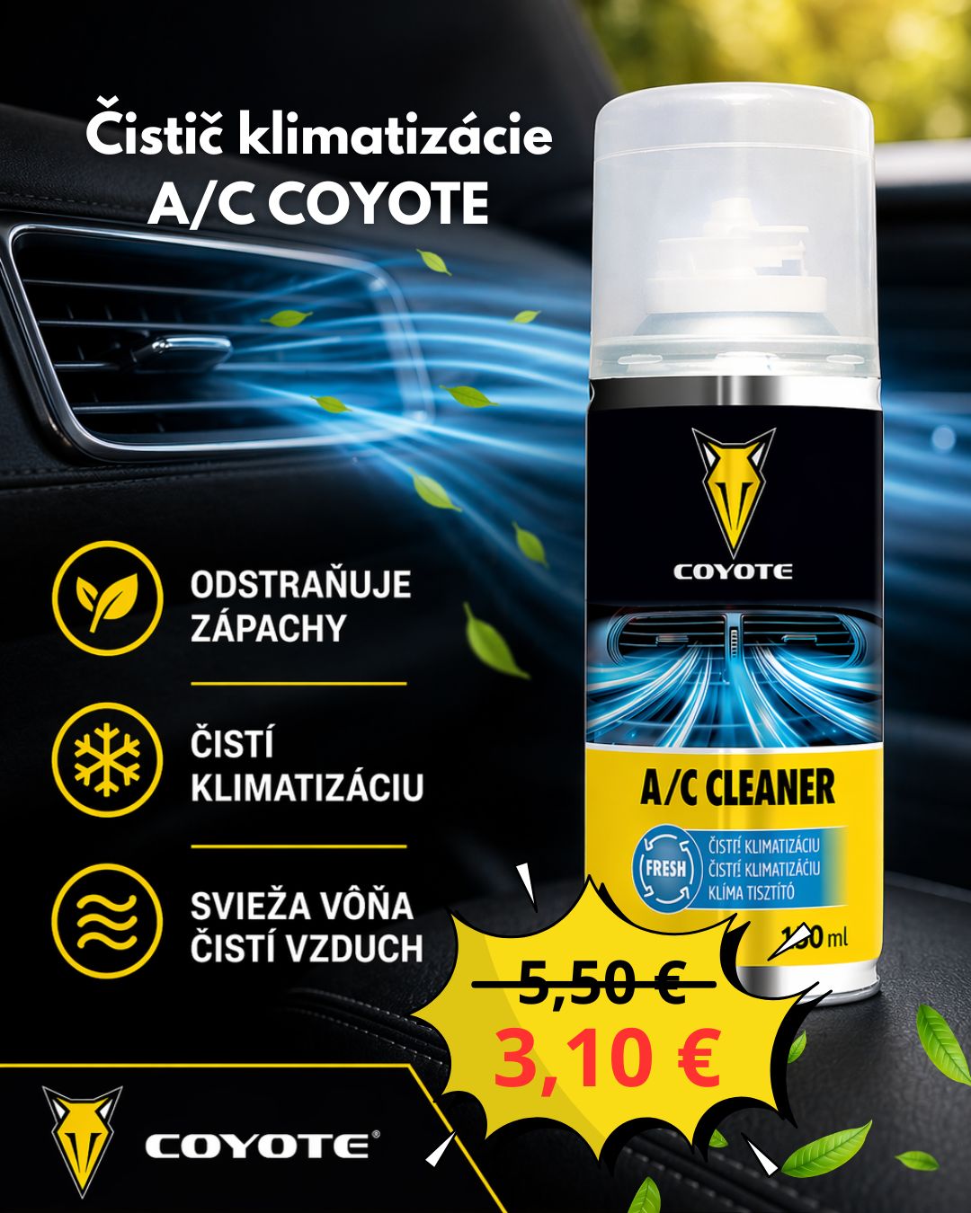 A/C COYOTE - čistič klimatizácie 150 ml