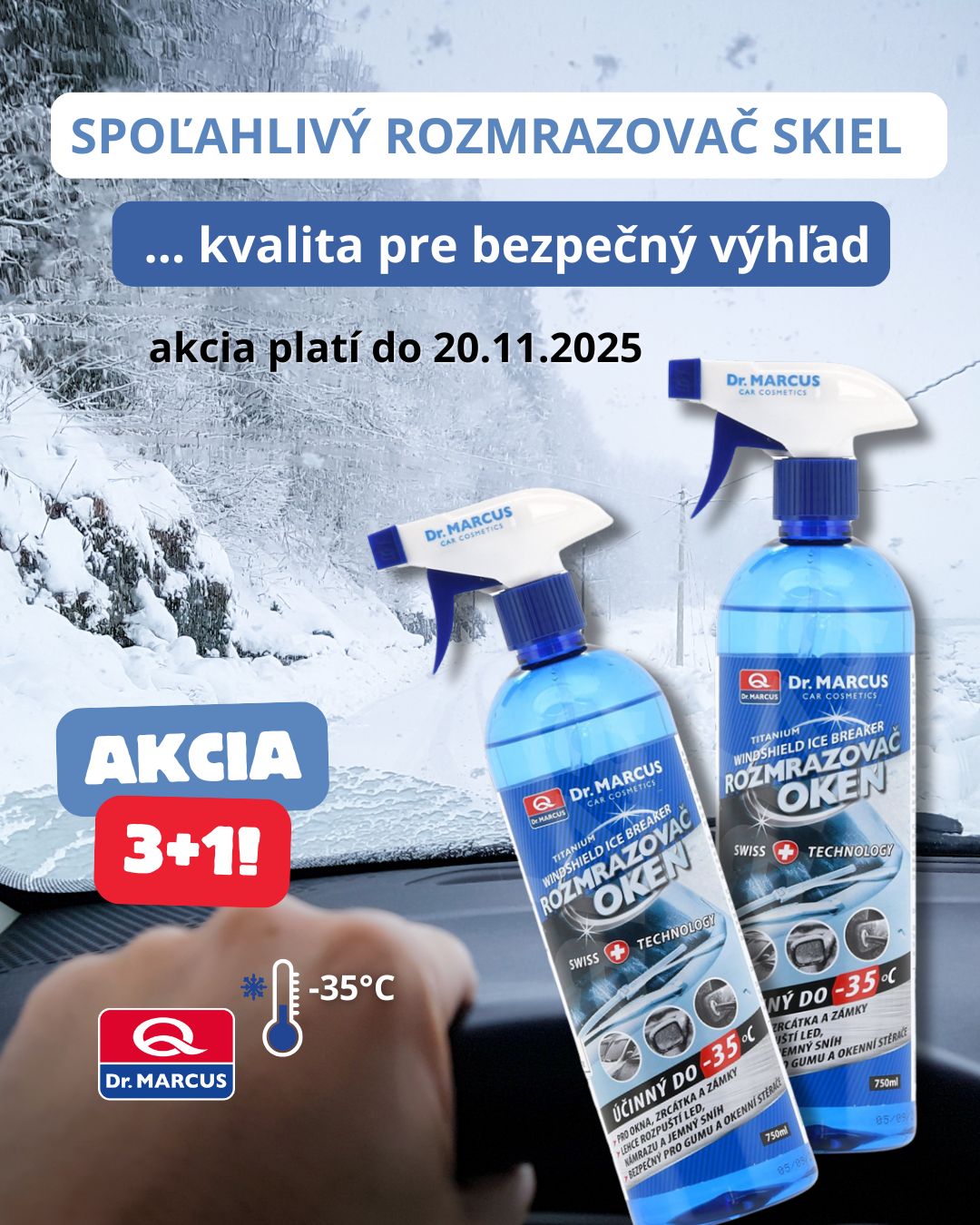 AKCIA 3+1 na efektívny rozmrazovač skiel Dr. Marcus 750 ml ;)