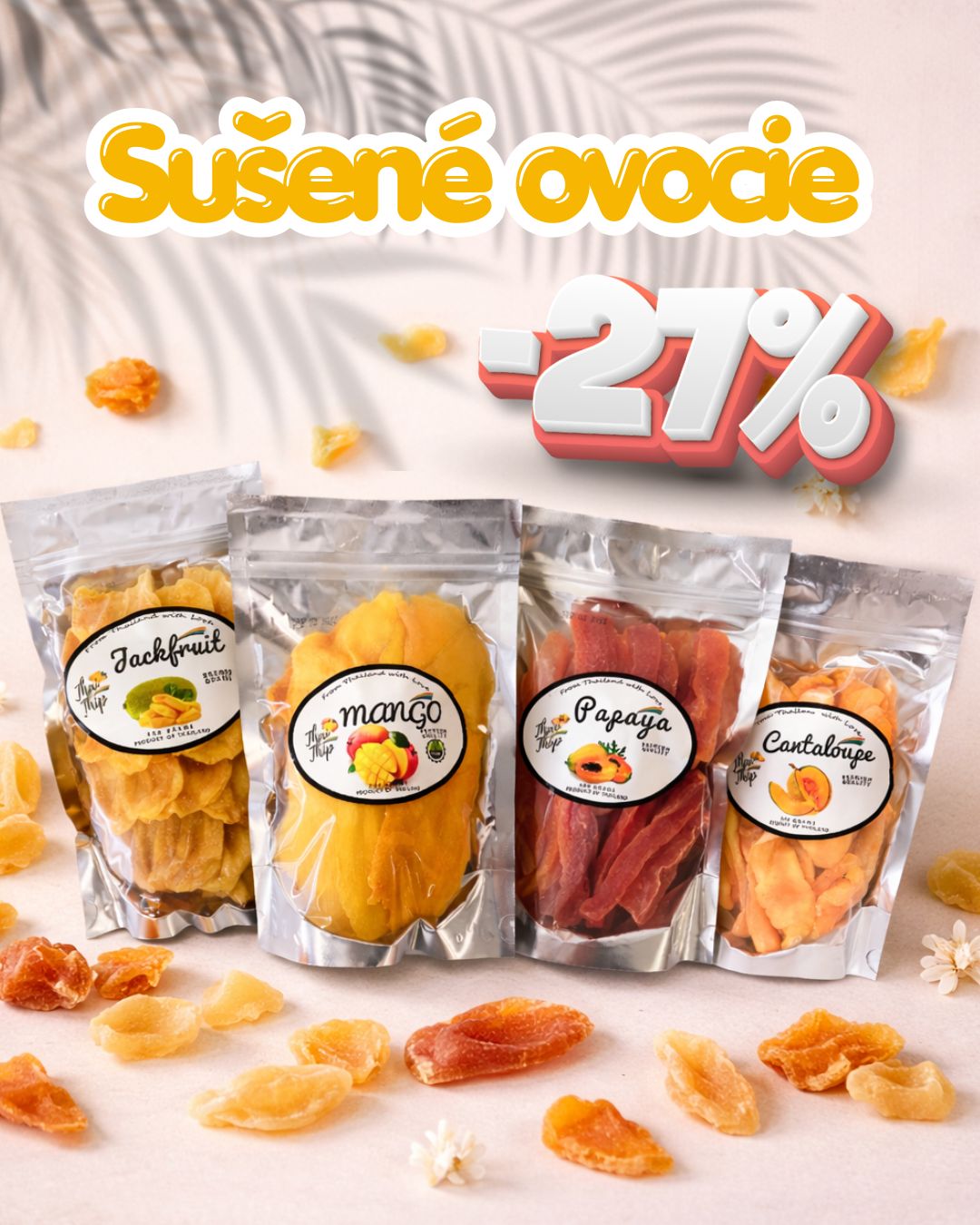 27% zľava na sušené ovocie Thai Thip