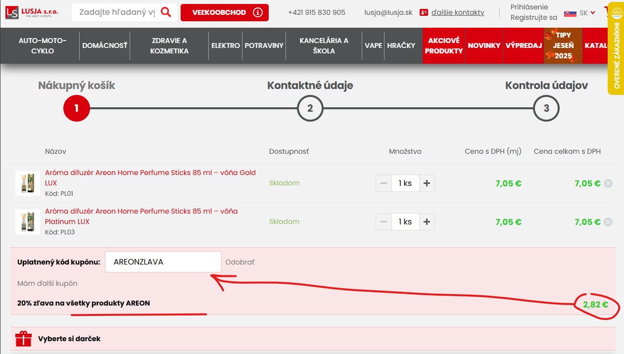 ZĽAVA 20% na všetky produkty AREON (okrem akciových)