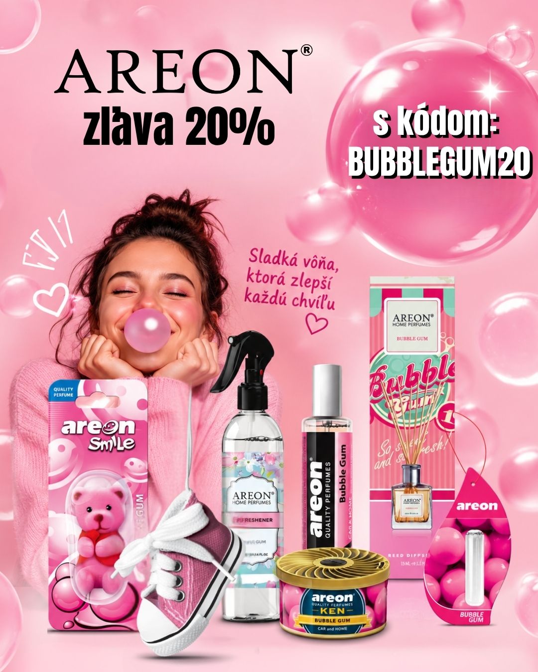 Tu je Tvoj kód na zľavu 20% : BUBBLEGUM20