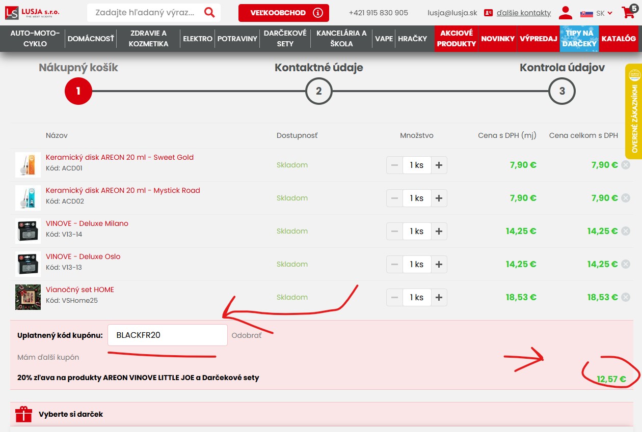 BLACK FRIDAY! Zľava 20 % na produkty AREON, VINOVE, LITTLE JOE a darčekové sety s kódom BLACKFR20