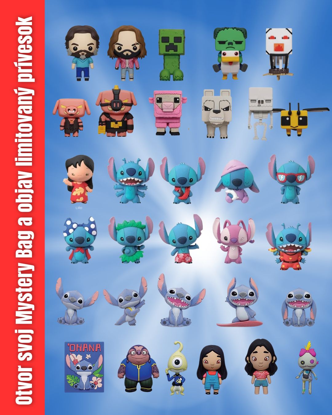 STITCH alebo MINECRAFT? Mystery Bag zberateľské prívesky sú tu!
