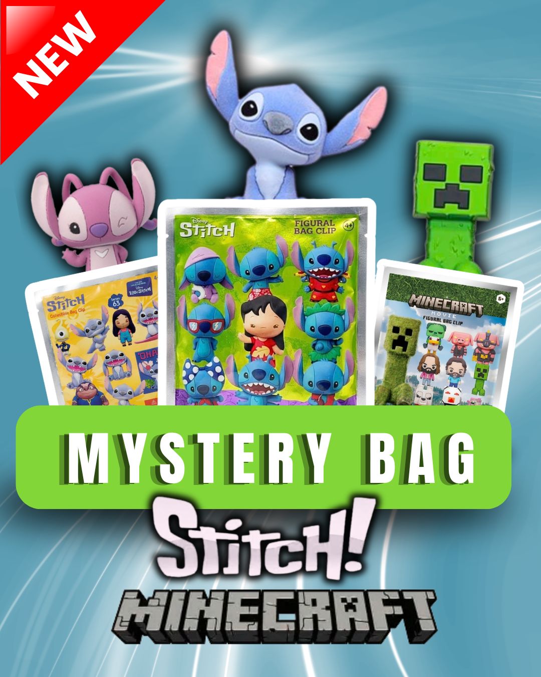 STITCH alebo MINECRAFT? Mystery Bag zberateľské prívesky sú tu!
