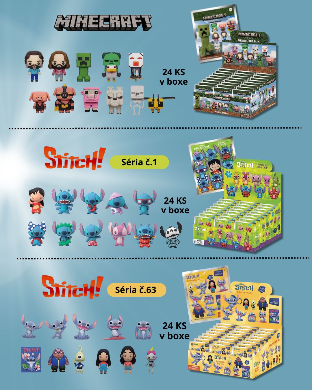 STITCH alebo MINECRAFT? Mystery Bag zberateľské prívesky sú tu!